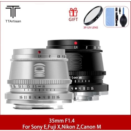 TTArtisan 35mm F1.4 APS-C Lens For SONY E FUJI X Nikon Z Canon M Camera MF Lens For Panasonic Olympus M4/3 Leica L mount Camera