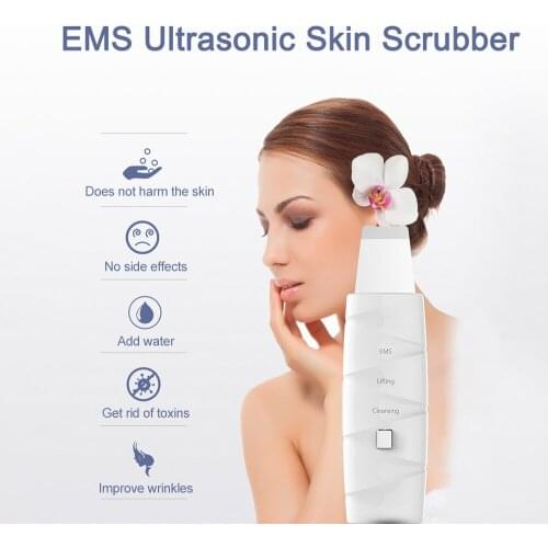 Ultrasonic Skin Scrubber Peeling Shovel CavitacionAcne EMS Blackhead Remover Facial Beauty Massager Face Cleaner