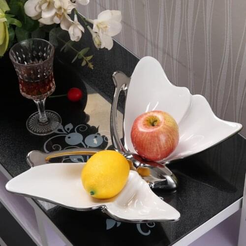 Unique Ceramics Butterfly Figurine Fruits Plate Decorative Household Porcelain Serving Tray Tableware Ornament Gift and Craft