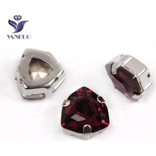 YANRUO 4706 All Sizes Amethyst Trilliant Glass Rhinestones With Claw Strass Point Back Crystal Fancy Stones For Clothing