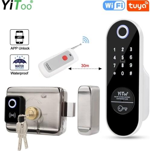 100% Original YiToo Smart Electronic fingerprint door lock with rfid card Support Tuya App For Wooden iron stainless steel door