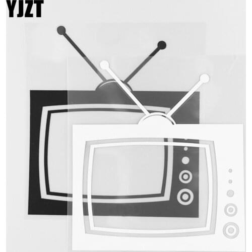 YJZT 14.4×16CM TV Retro Car Personalized Sticker Design Interesting Vinyl Decal Black/Silver 20D-0190