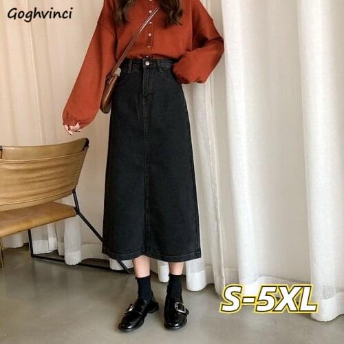 Skirts Women Plus Size Vintage Retros Denim Spring Autumn High Waist A-line Slim Sweet Casual Preppy Style Korean Teen Girls Ins