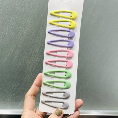 New 10Pcs/Set 5cm Snap Hair Clips BB Hairpin Color Metal Barrettes for Baby Children Women Girls Styling Hair Accessories