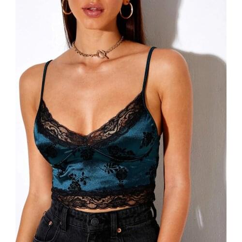 Women Fashion Floral Jacquard Velvet Camis Camisole Vest Tank Tops Lady Summer Sexy V-Neck Sling Backless Lace Crop Top Clubwear