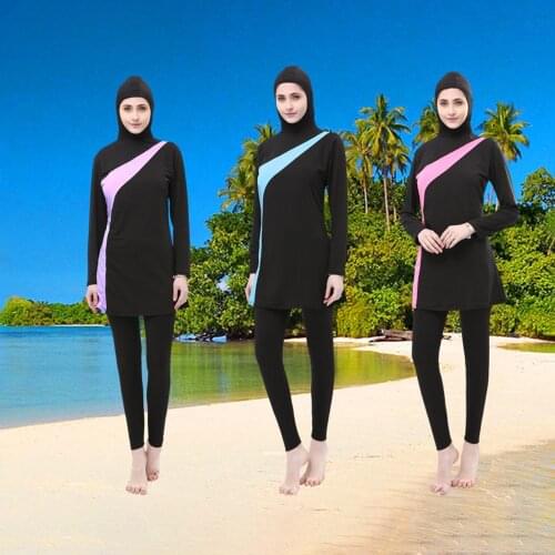 Long Sleeve Muslim Swimwear Women Islamic Swimming Suit Bathing Suit Modest Swimsuit With Skirt Borkini Mujer Islamico