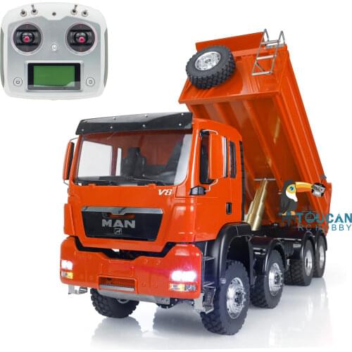 1/14 MAN TGS LESU 8*8 Hydraulic Dumper Truck RC Roll On/Off Tipper Radio Painted Orange THZH0343