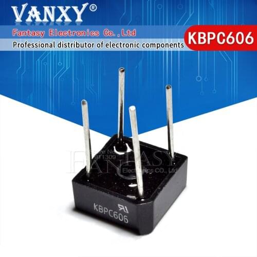 5PCS KBPC606 KBPC-606 6A 600V Single Phases Diode 4pin bridge rectifier new and original IC
