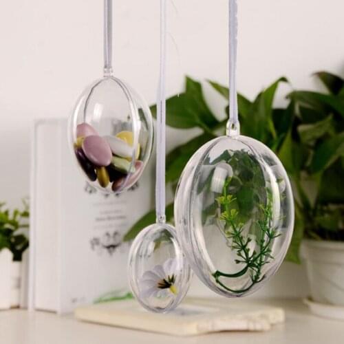 10pcs Easter Transparent Egg Plastic Clear Ornament Party Wedding Hanging Decorations Ball Kid Favors Candy Gift Box Flowers Box