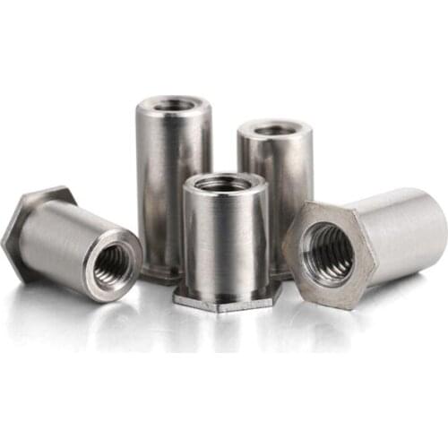 10pcs M6 stainless steel through hole pressure riveting studs nut column furniture decoration 4mm-18mm length