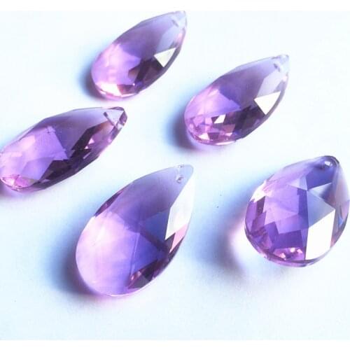 100% quality 100pcs/lot 38*22mm Purple Color crystal faceted pear pendants,crystal hanging drops for DIY chandelier parts
