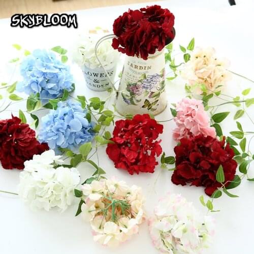 25pcs BIG Silk Hydrangea Heads Artificial Flowers Head for Flower Ball Wedding Path Home Decor DIY Flower Wall Accessories KB04