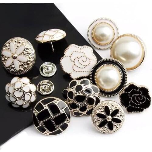 3PCS 25mm No-sewing Coat Buttons Cabochon Vintage Pearl Flower Button Decorative Clothing Crafts Accessories Gift Card Decor DIY