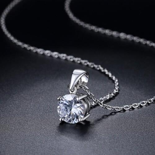 4 Claws Classic Wedding Pendant Necklace For Women Girl Round-cut Cubic Zircaonia White Gold Color Gift Fashion Jewelry N055