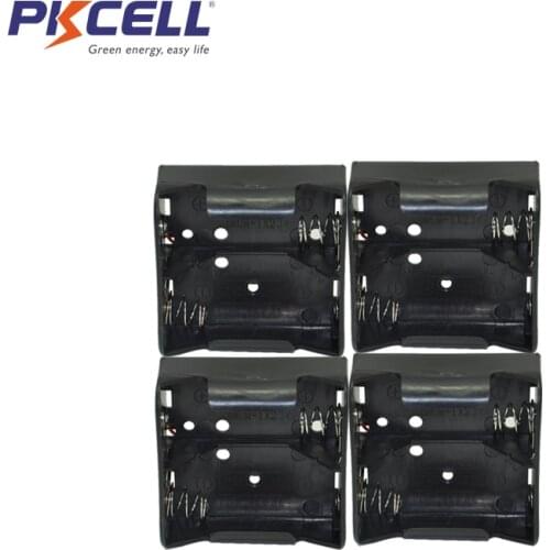 4Pcs PKCELL Battery Case Holder Storage Case Box for D Size 2slots Wire Leaded Case Box with Cover Clip Accessories