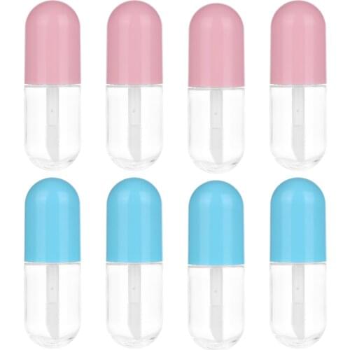 4Pcs/Lot Mini 2.1*0.71in DIY Empty Cosmetic Tube Lip Balm Clear Capsule Lipstick Tube Container 3ML Pink Blue