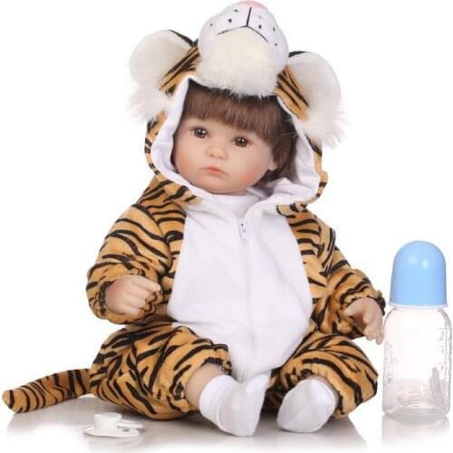 40cm Silicone reborn dolls toys for Baby Appease doll Lifelike Emulation Dolls play house toy Cute Small tiger clothing dolls