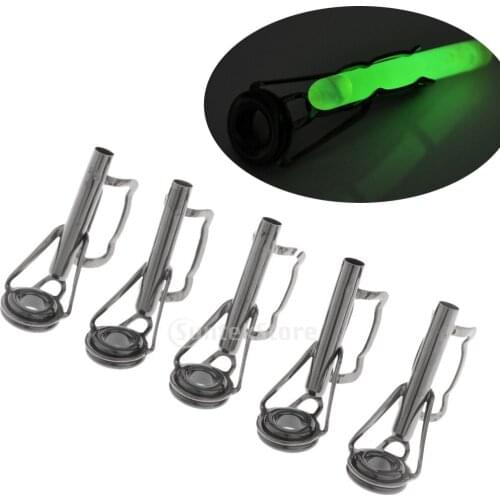 5pcs Night Fishing Rod Guides Top Rings with Light Stick Holder Pole Repair Kit DIY Rod Building Part