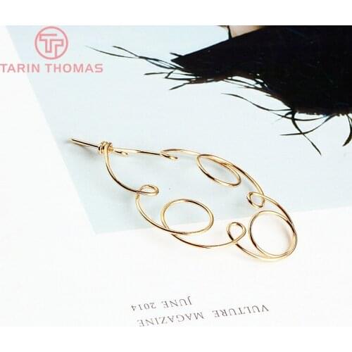 6PCS 30x53MM 18x55MM Champagne Gold Color Brass Earring Connector for Jewelry Making Finding Accessories