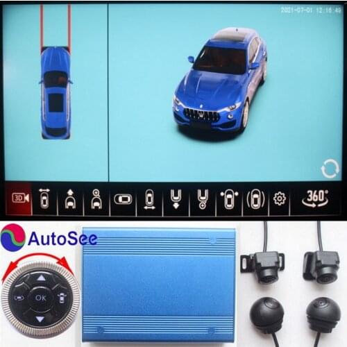 For Maserati 3D Key-Move-Track 360 degree camera bird eye AVM around view DVR parking monitoring with wheel path guide line