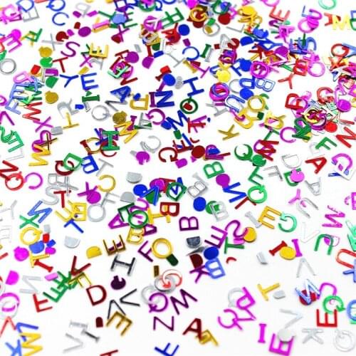 KSCRAFT 6mm high 3000pcs/set Mixed Colorful Letters Sequins PVC Flat for DIY Card Making Craft Color Collection
