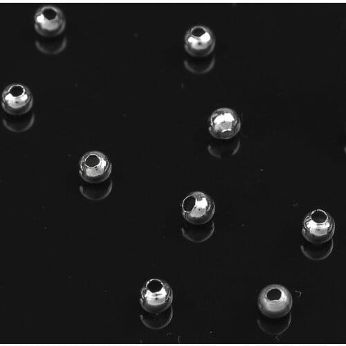 304 Stainless Steel Beads Round Silver Color Hollow About 2.3mm Dia., Hole: Approx 0.9mm, 100 PCs