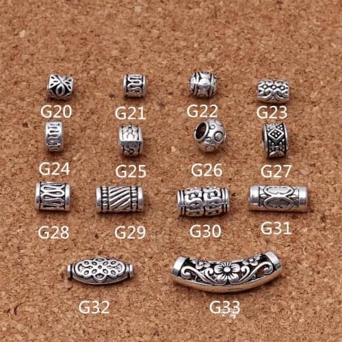 10pcs Antique Tibetan Silver Carved Tube Spacer Beads Fits European Charms Bracelet DIY Jewelry Making Findings Z85
