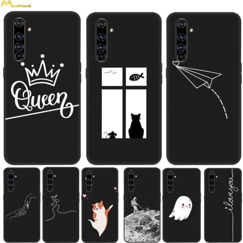 Black Silicone Cover For Realme X50 pro 5G Phone Cases RealmeX50 Case X50M 5G TPU Prints Queen Husky Ghost Pattern Etui Fundas