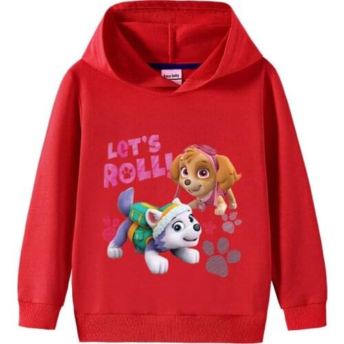 PAW PATROL Girl Sweatshirt Autumn Long Sleeve Cotton Cartoon Kids Clothes Baby Childrens Hoodies Tops