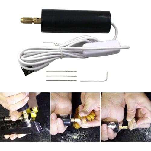 Mini Handheld Electric Drill USB Powered Portable Rotary Drill Set with 3 Twist Drill Bits for Metal Wood Jewelry dropshipping