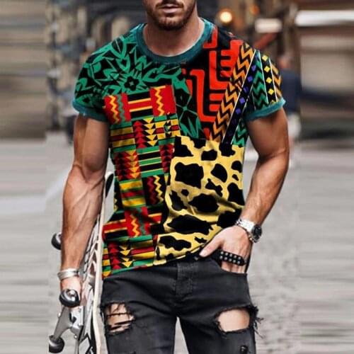 Ethnic Print Mens T Shirt Streetwear Summer Short Sleeve T Shirt for men Casual Round Neck Hip Hop Tee shirt mujer camisetas