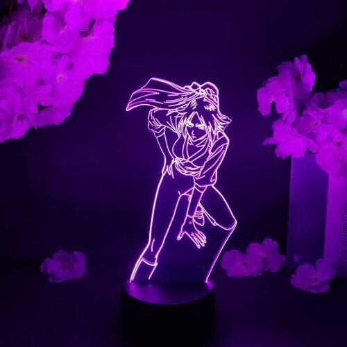 Rukia Kuchiki Figurine LED Anime Lamp Bleach Character Manga Art Decor Kids Bedroom Nightlight Color Changing Desk Lamp