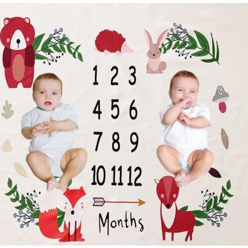 Newborn Baby Milestone Blankets Twins Photo Props Background Backdrop Polyester Cloth Months Infant Growth Souvenir Accessories