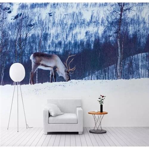 Customized 3d wallpaper Nordic style elk forest beautiful TV sofa background wall painting high-grade waterproof material