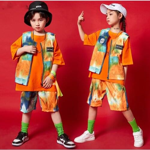 ChildrenS Day Jazz Dance Costumes For Kids Loose Short Sleeved Hiphop Outfits Modern Dance Hip Hop Dance Rave Clothes DQS7137