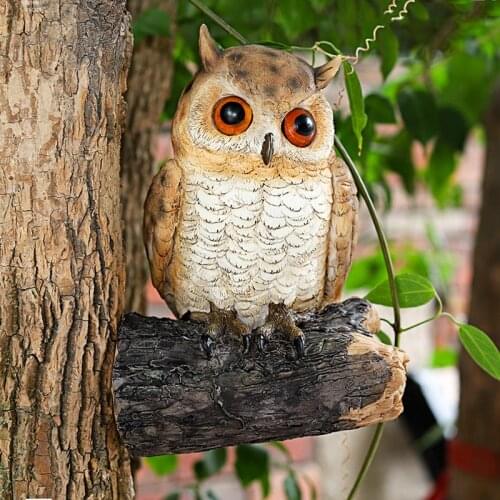 Cute Resin Owl Statue Simulation Animals Figurines Personalized Ornament for Home Garden Courtyard Decoration ALI88