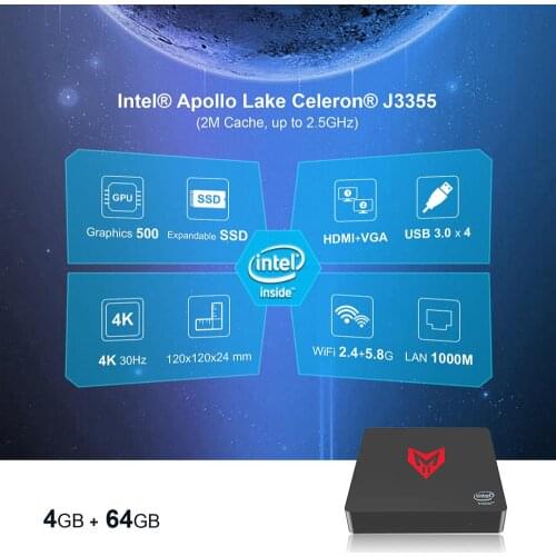 Mini pc DC 12V Beelink BT4 Windows10 os 4GB ram 64G 4*USB 3.0 port