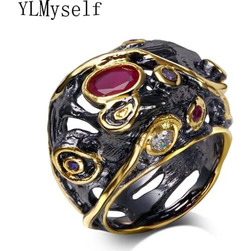 Fashion black rings for women dropshipping anillos mujer Multi crystal anel feminino bijoux aneis bague jewelry Finger Ring