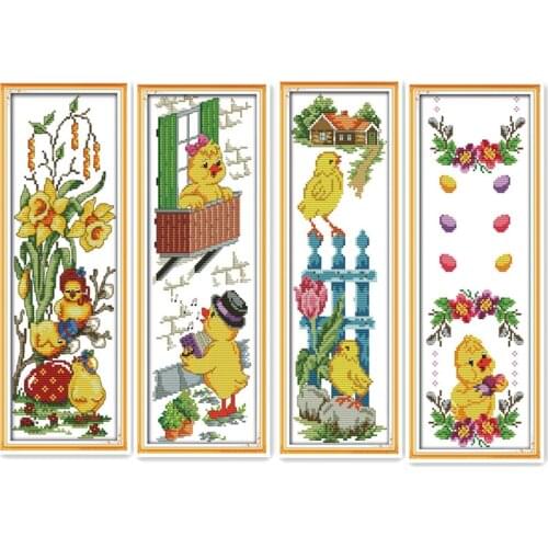 Cute little yellow chicken cartoon 11CT 14CT cross-stitch embroidery embroidery cross-stitch pattern furniture decoration gifts