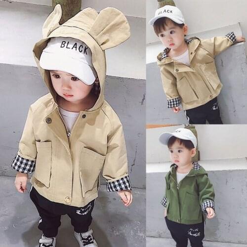 2020 New spring Jackets Hooded Boys & girls clothing Kids Coats Jacket for Baby tops Girl Clothes Plaid windbreak coat