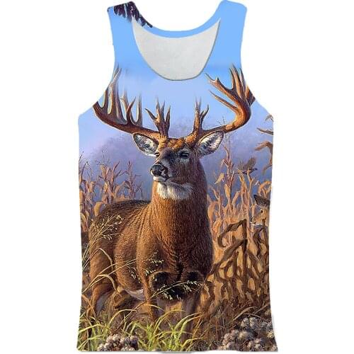 New 2021 Casual Tank Tops Female Streetwear Tops 3D Printed Horse Deer Pattern Vest O-Neck Sleeveless Fitness Clothes Oversized