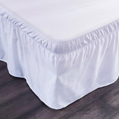 Portable Ruffled Solid Color Bed Skirt Removable and Washable