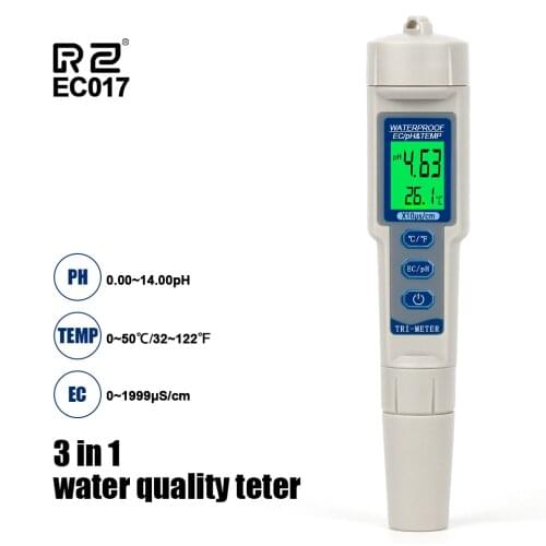RZ PH Meter EC Monitor Detector With Temperature Meter 3 in 1 Aquarium Digital Water Quality Tester Pool Aquarium PH/EC Monitor
