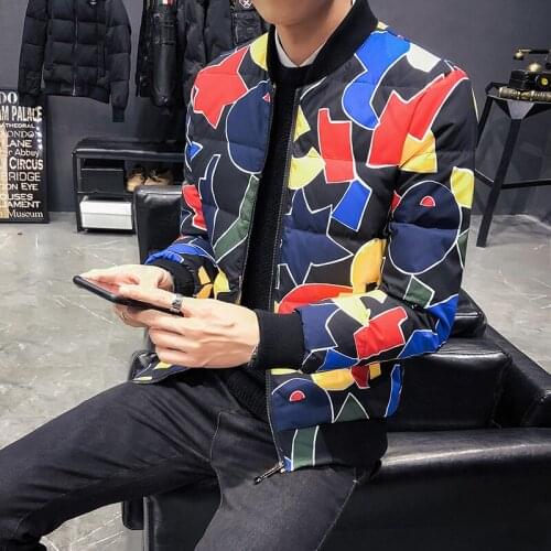 Letter Print Personality White Duck Down Men Winter Jacket Down Jacket Casual Outerwear Snow Warm Fur Collar Brand Coat Parka