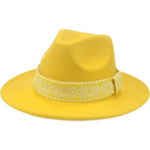 Fedora women hats panamas solid band print felted hat for men black camel outdoor dress wedding fedora hat sombreros de hombre