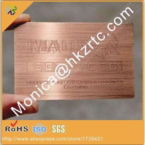 Etching copper brushed stainless steel metal business card with barcode