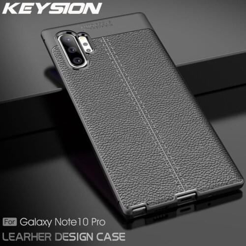 KEYSION Shockproof Case for Samsung Galaxy Note 10 10 Pro 9 8 Soft TPU Ltchi Pattern Back Cover for Samsung S10 5G S10 Plus S9 8