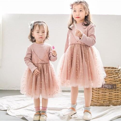 2020 Spring Childrens Clothing New Ins Girl Dress 1-5 Years Old Kids Fake Two-pointed Mesh Pettiskirt Princess Party Dress