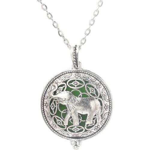 Vintage Elephant Aroma Box Necklace Antique Retro Pendant Aromatherapy Essential Oil Diffuser Locket Pendant Fine Jewelry