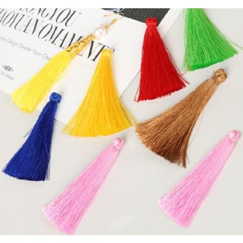 High Quality 65mm Mix Color Silk Satin Tassel Charm Necklace Earring Findings Tassels For Jewelry Making accessories